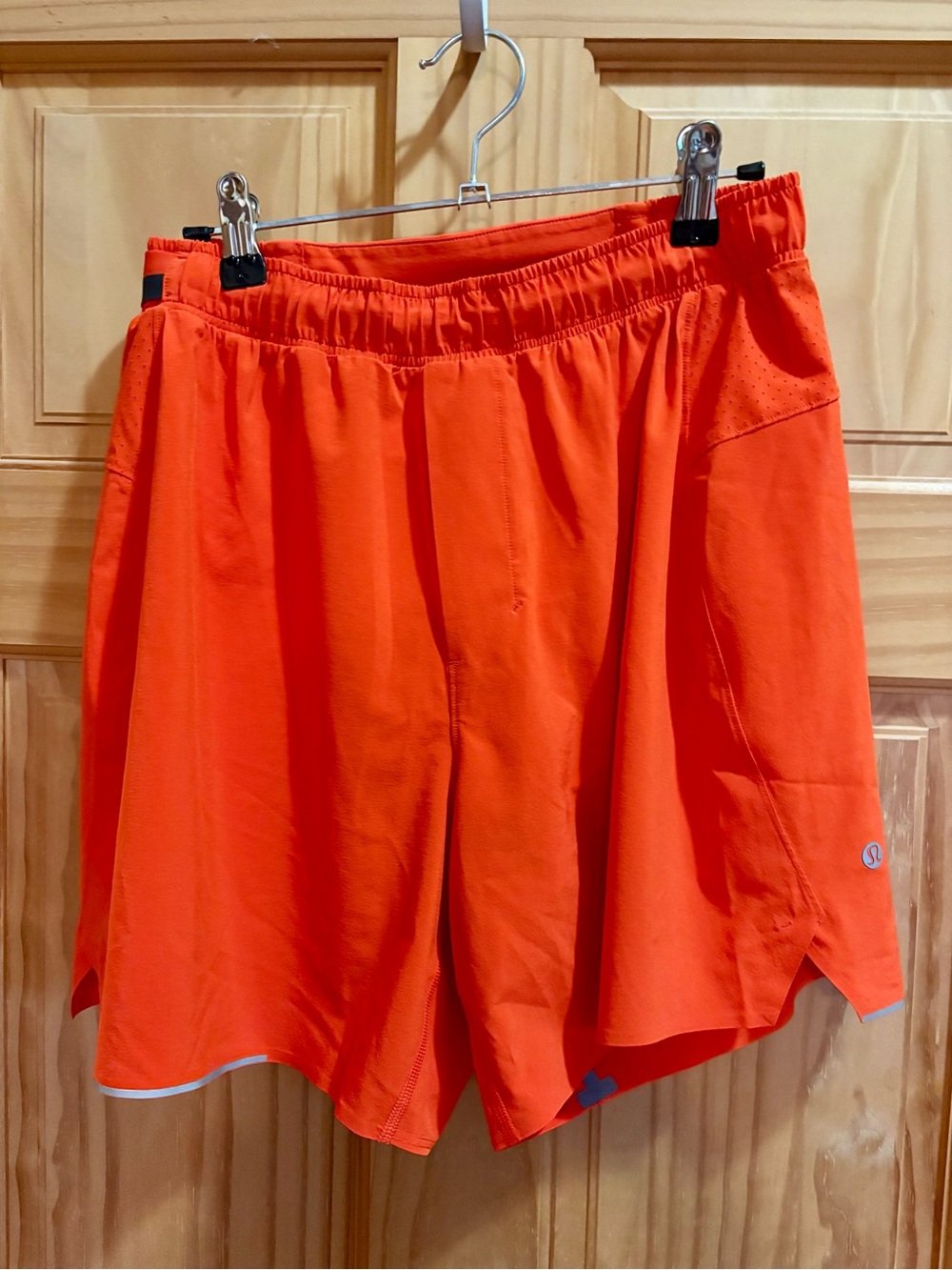 Men’s Lululemon 6” Surge Lined “Solar Orange” Athletic Shorts